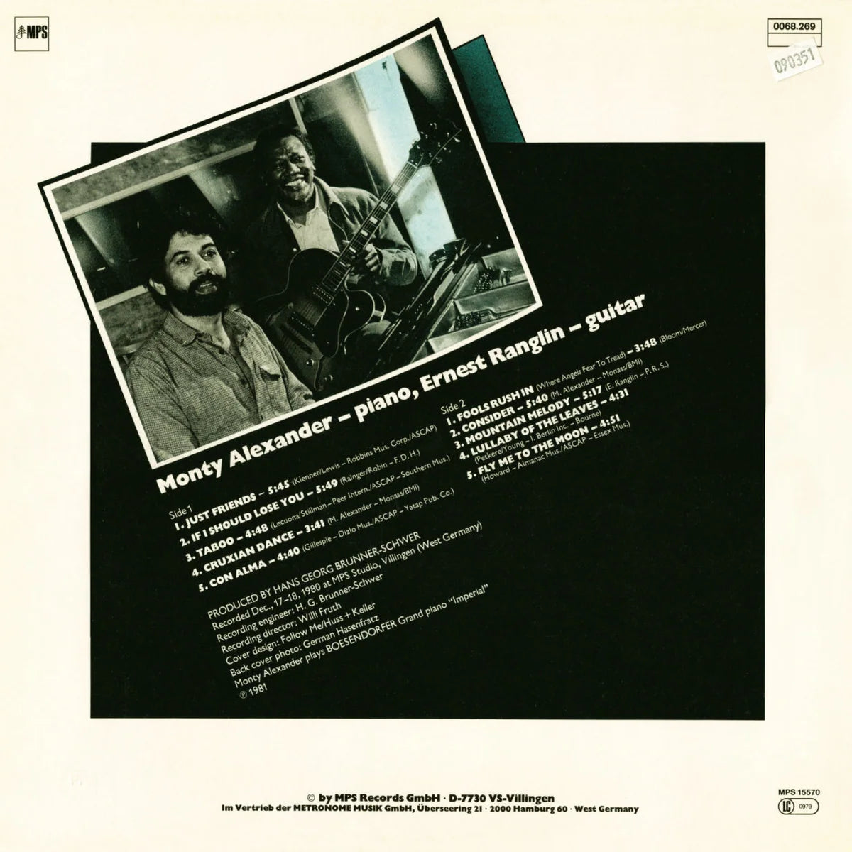 Revox Master Tape, MONTY ALEXANDER & ERNEST RANGLIN - UNTITLED