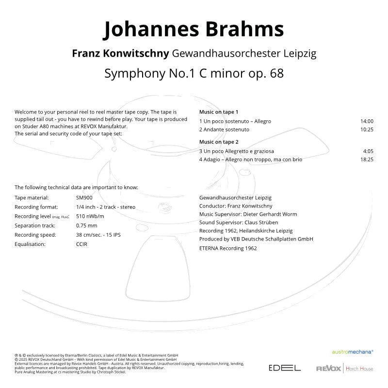 Revox Master Tape, JOHANNES BRAHMS - SYMPHONY NO. 1