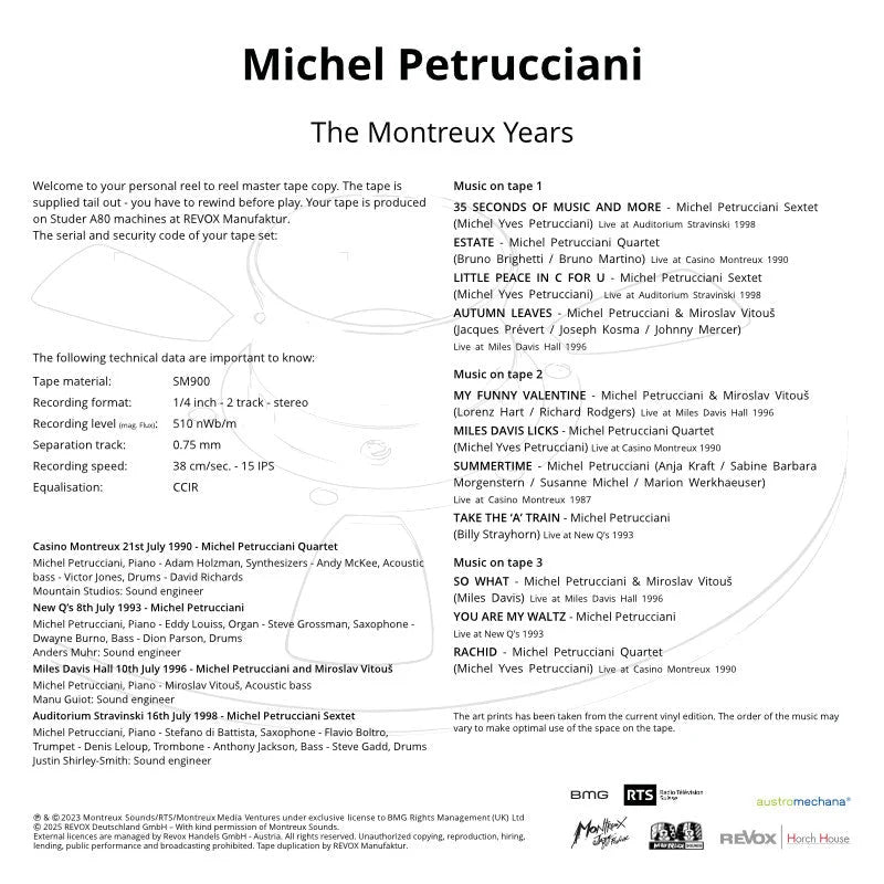 Revox Master Tape, MICHEL PETRUCCIANI - THE MONTREUX YEARS