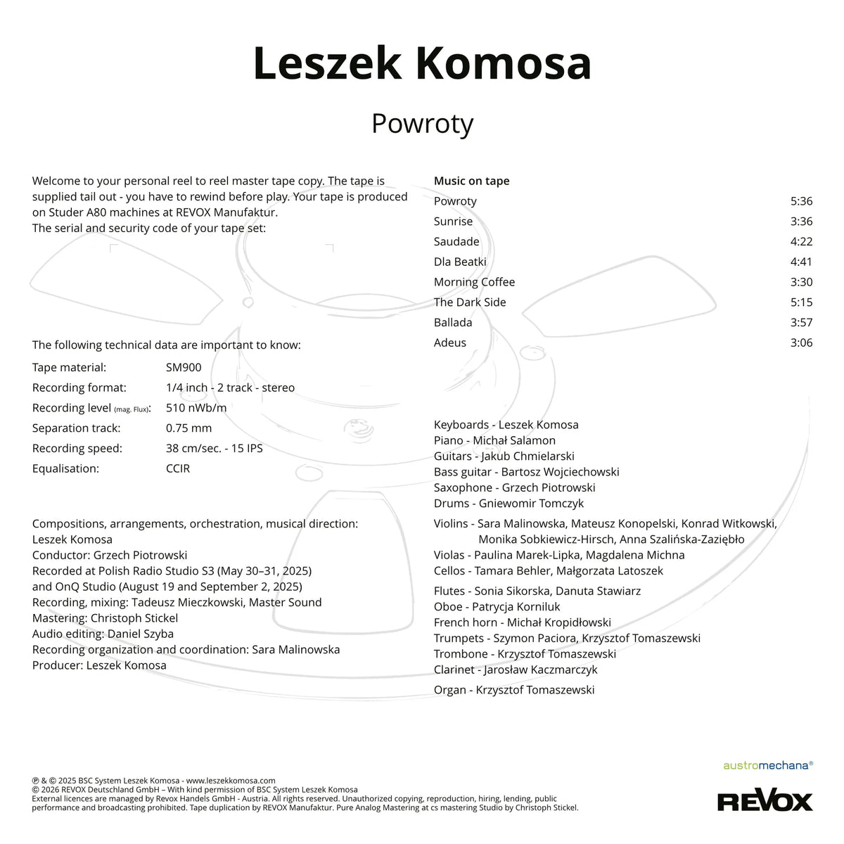 Revox Master Tape, LESZEK KOMOSA - POWROTY