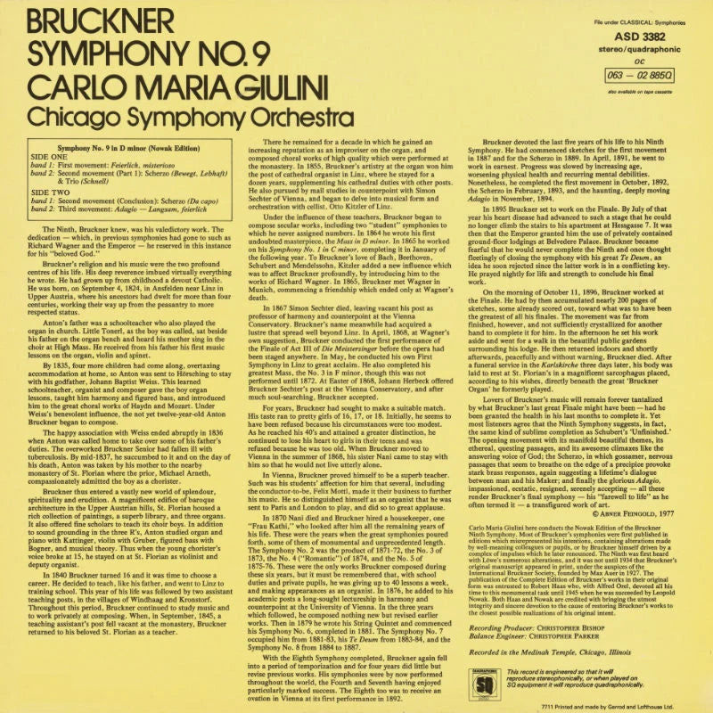 Revox Studio Master Tape, ANTON BRUCKNER - SYMPHONY NO. 9