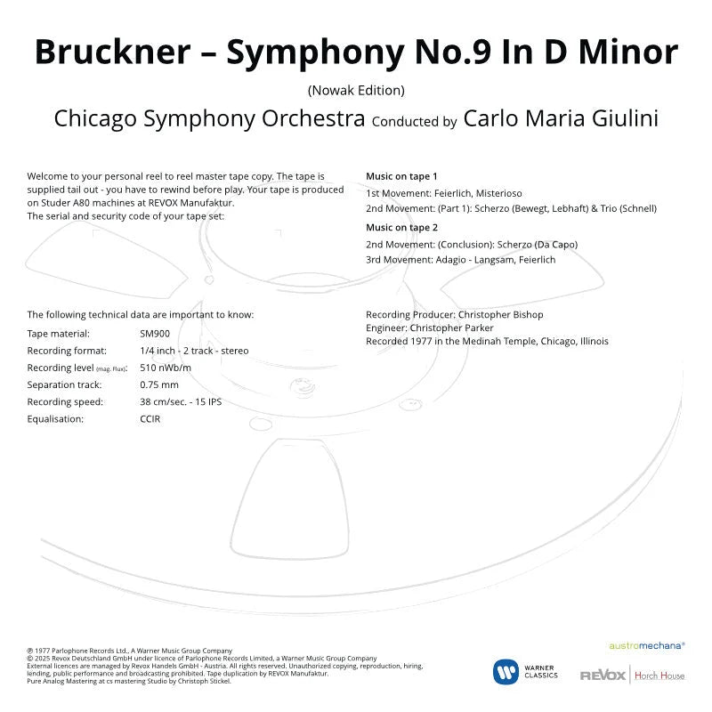 Revox Studio Master Tape, ANTON BRUCKNER - SYMPHONY NO. 9