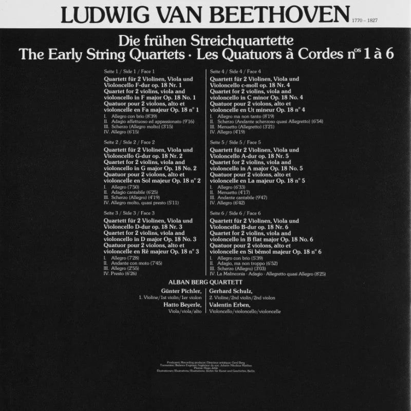Revox Studio Master Tape, ALBAN BERG QUARTETT - BEETHOVEN DIE FRÜHEN STREICHQUARTETTE