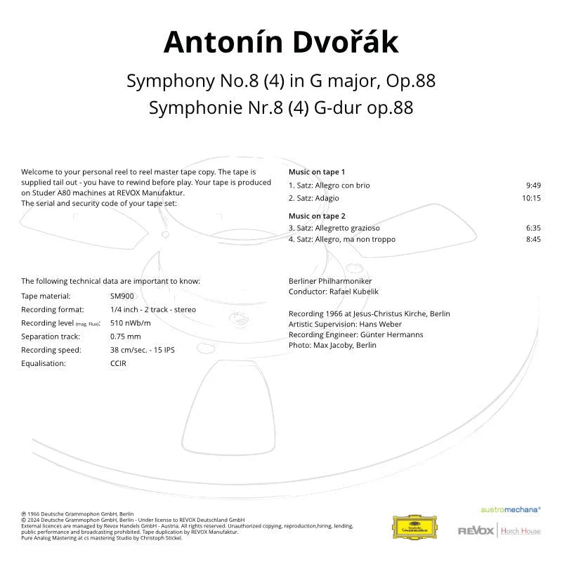 Revox Master Tape, ANTONÍN DVOŘÁK - SYMPHONIE NR. 8