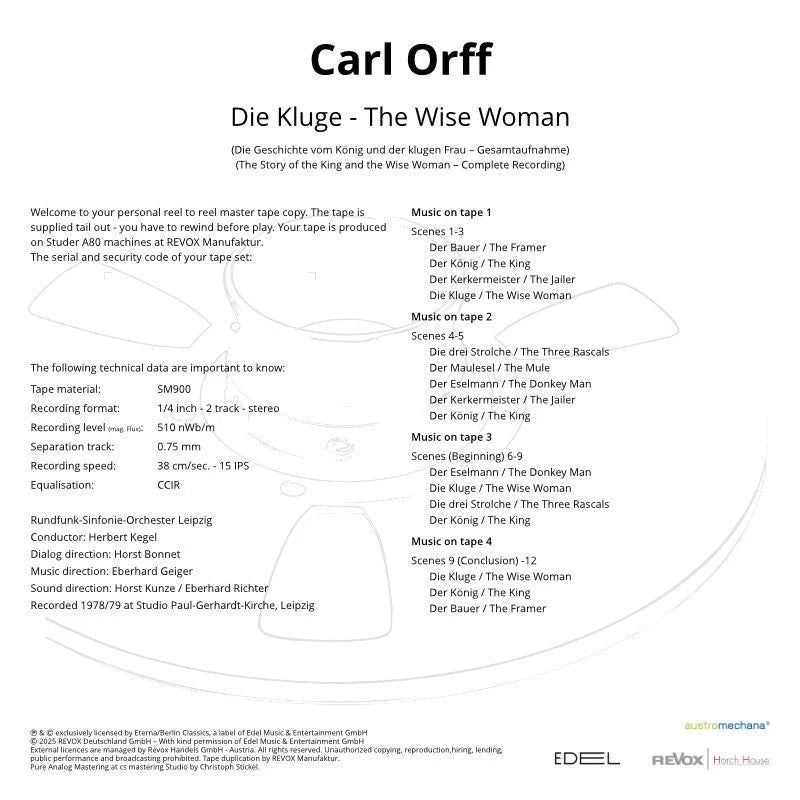 Revox Master Tape, CARL ORFF - DIE KLUGE