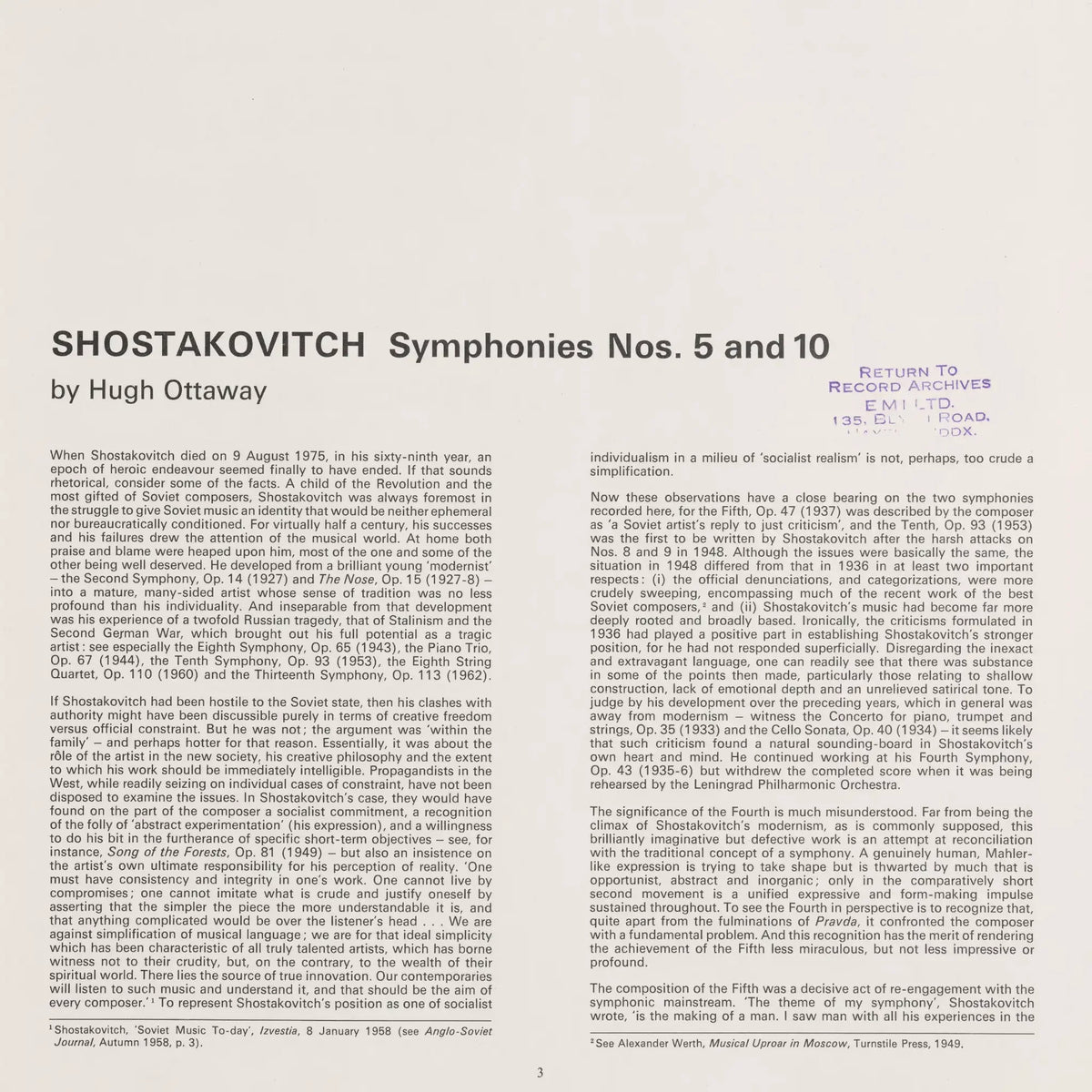 Revox Studio Master Tape, ANTON BRUCKNER - SYMPHONY NO. 9