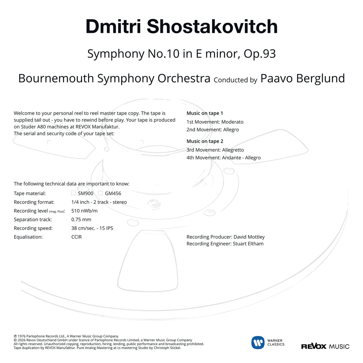 Revox Studio Master Tape, ANTON BRUCKNER - SYMPHONY NO. 9