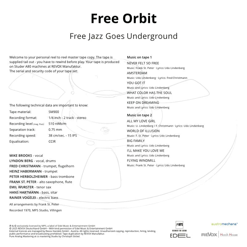 Revox Master Tape, FREE ORBIT FEAT. UDO LINDENBERG - FREE JAZZ GOES UNDERGROUND