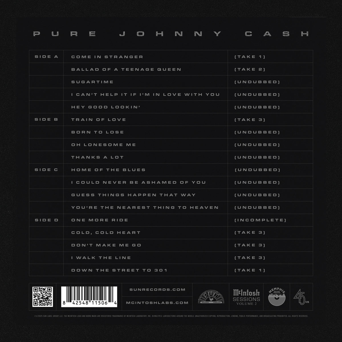 McIntosh Vinyl, SESSIONS Volume 2: Pure Johnny Cash